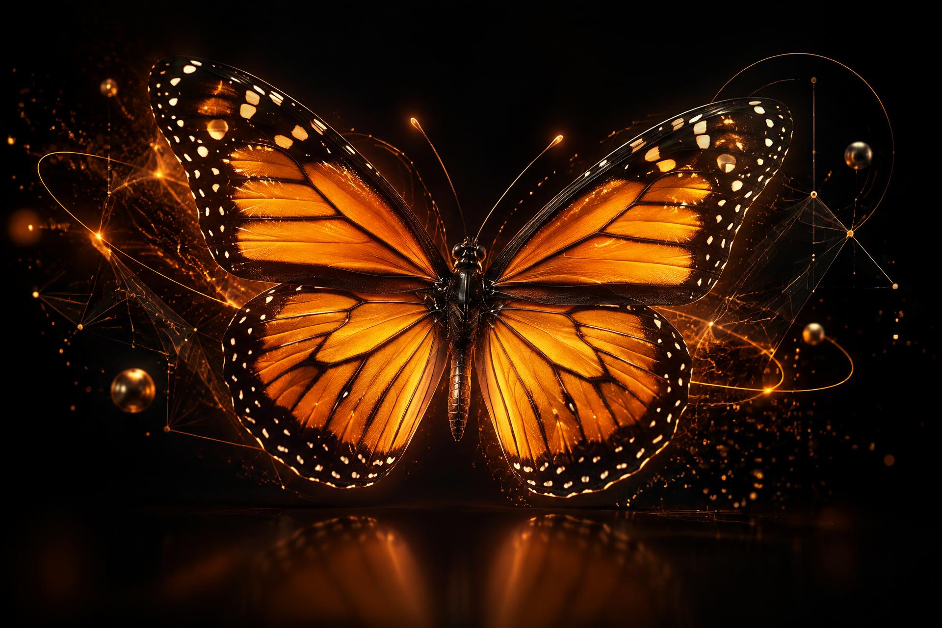 Monarch butterfly with its wings spread